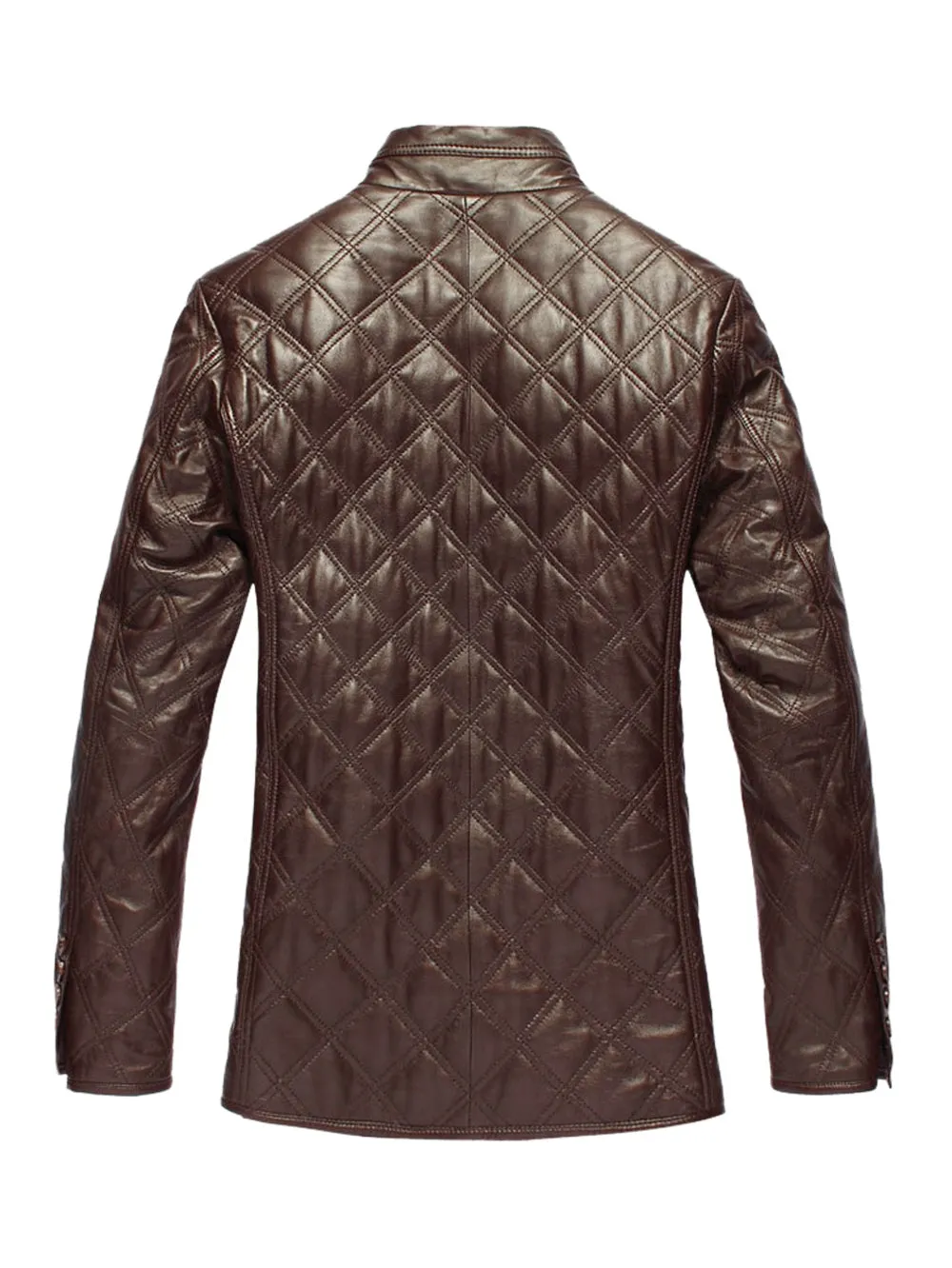Quilted Classic Leather Coat for Men
