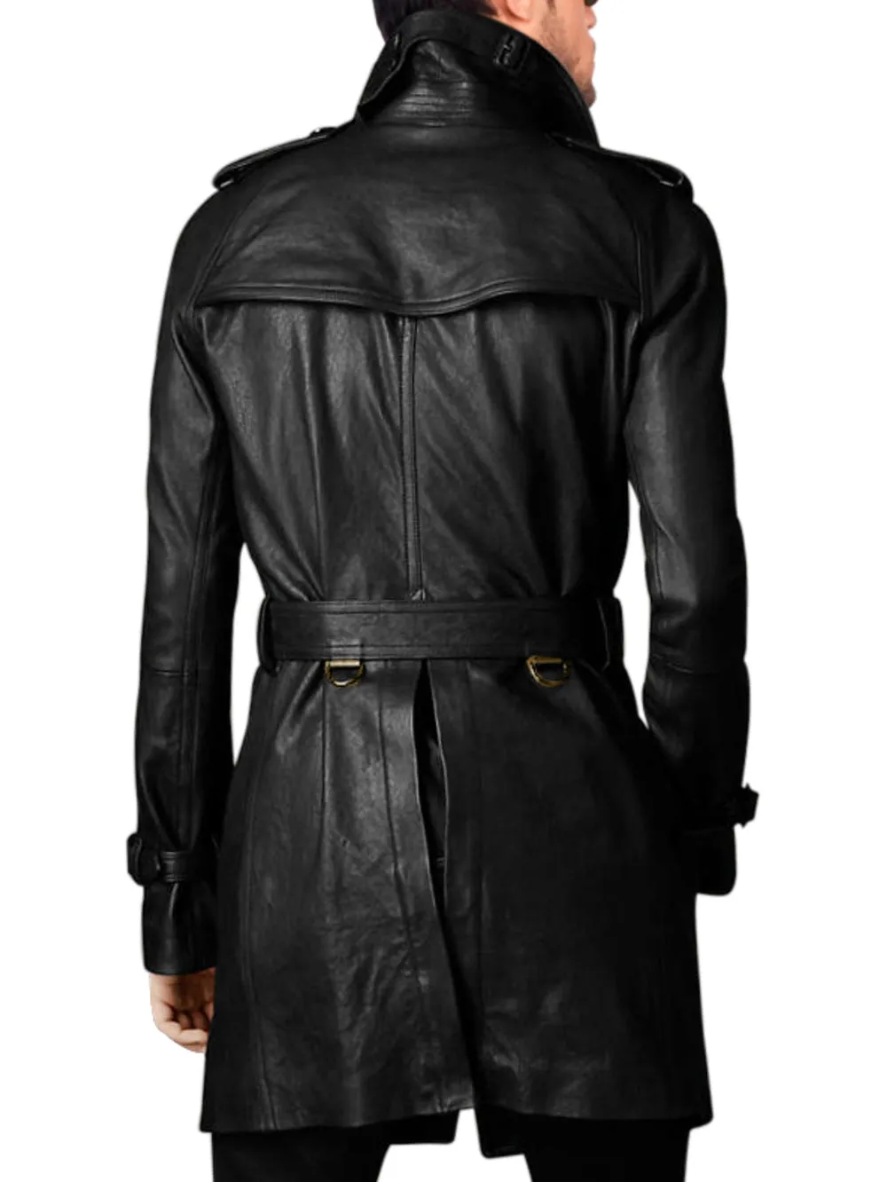 Raglan Sleeve Cozy Leather Trench Coat for Men