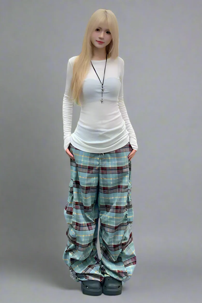Rebel Plaid Cargo Trousers