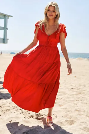 Red Bow Detail Maxi Dress
