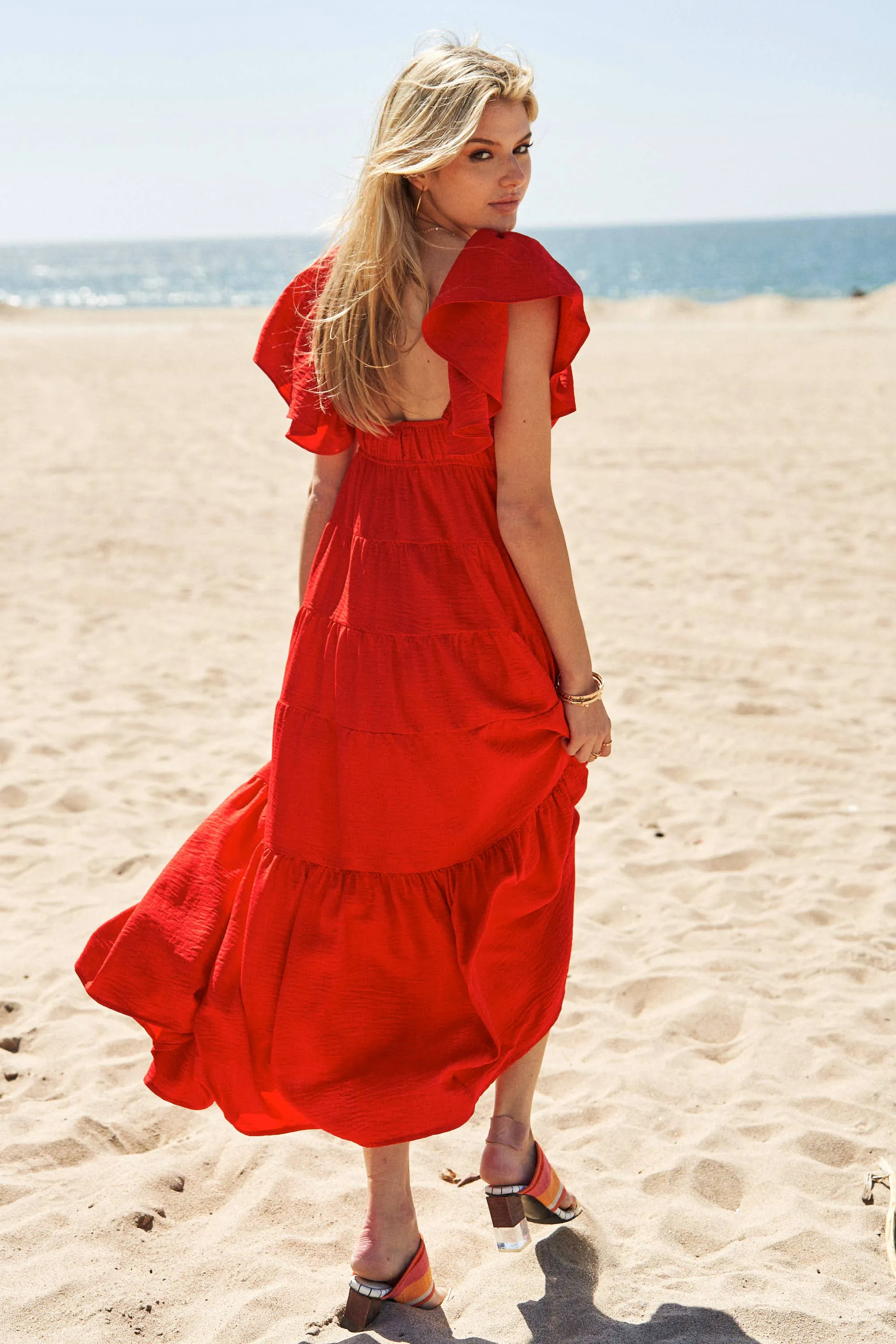 Red Bow Detail Maxi Dress