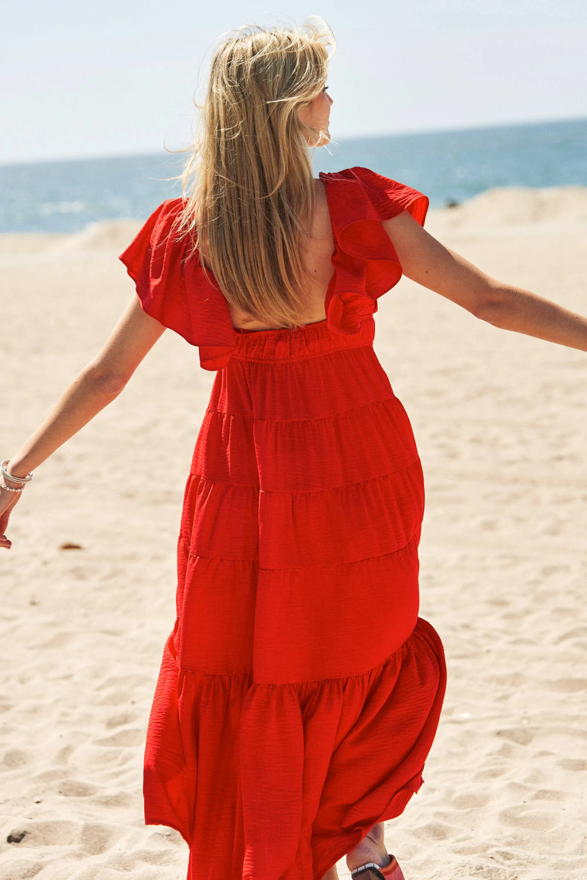 Red Bow Detail Maxi Dress