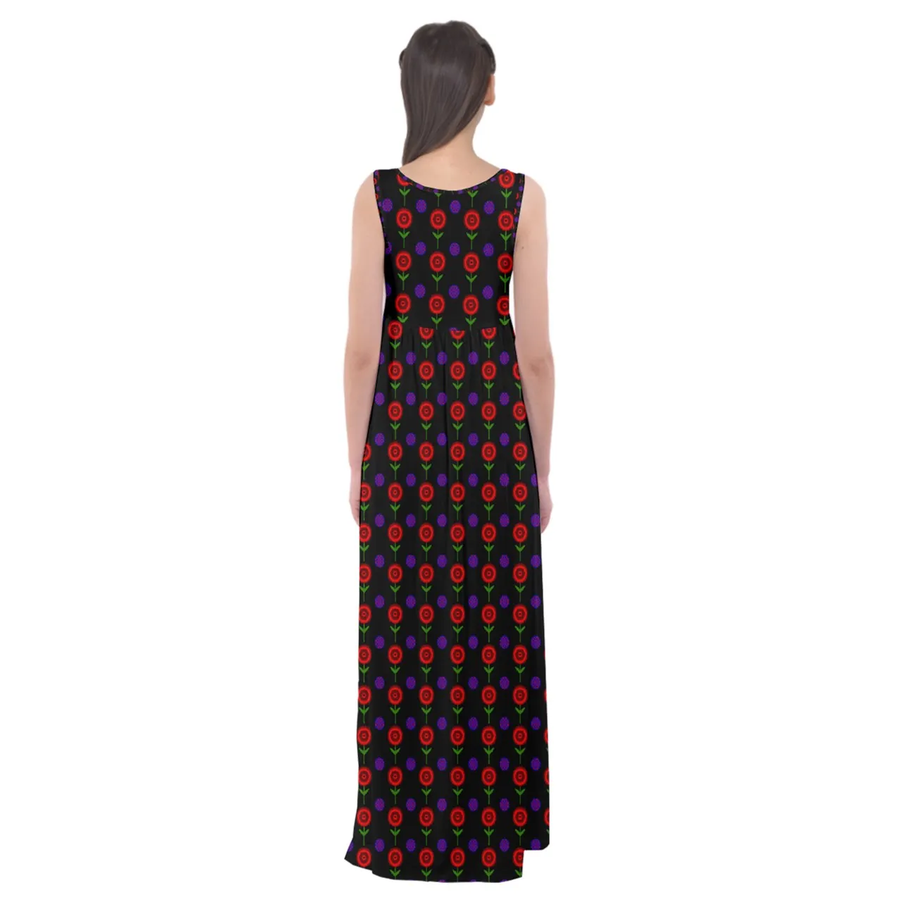 Red Poppies Empire Waist Maxi Underdress