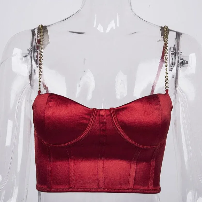 Red Vintage Satin Tank Top