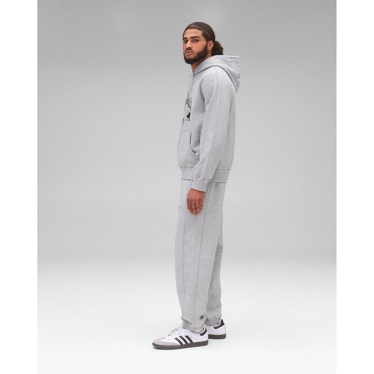 Reigning Champ Men Midweight Terry Lines Hoodie Heather Grey Black RC-3304-HGB
