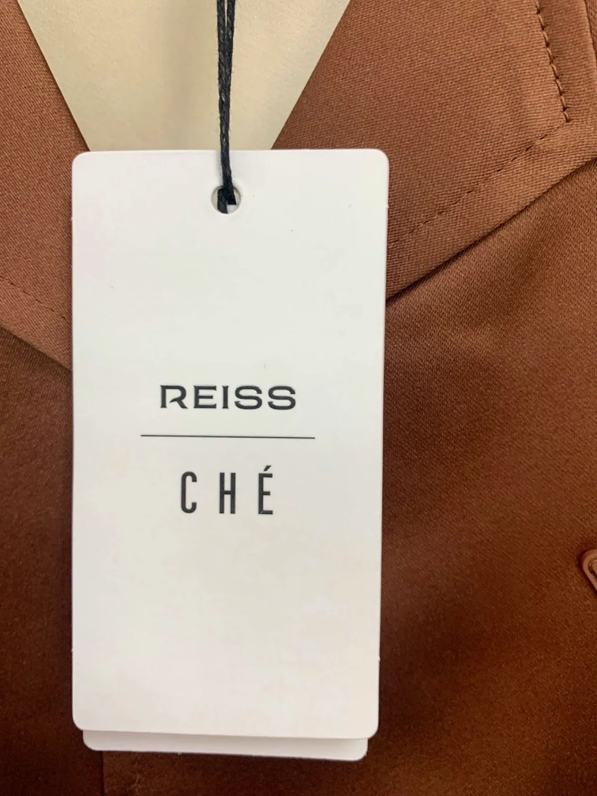 Reiss Brown/Cream Noto SS Satin Colourblock Shirt M