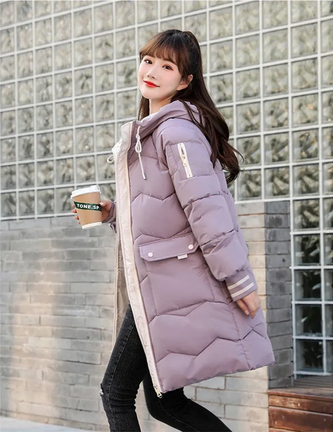 Relaxed-fit Water-resistant Women's Puffer Coat with Flap Pocket
