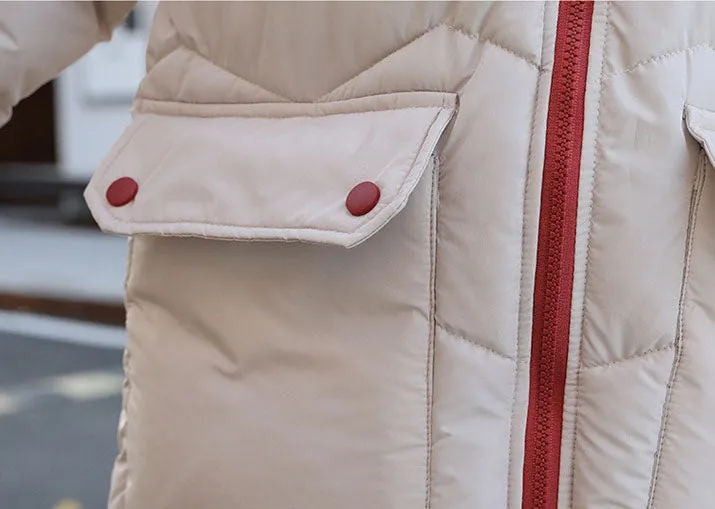 Relaxed-fit Water-resistant Women's Puffer Coat with Flap Pocket