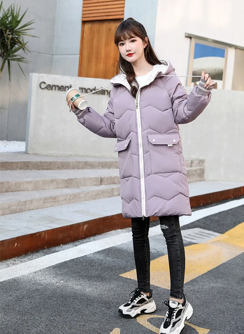 Relaxed-fit Water-resistant Women's Puffer Coat with Flap Pocket