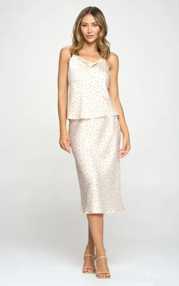 Renee C - Silky Satin Star Print Tank Top