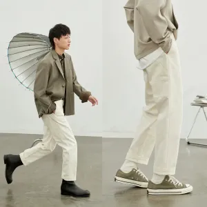 Retro Herringbone Elastic Waist Cargo Pants