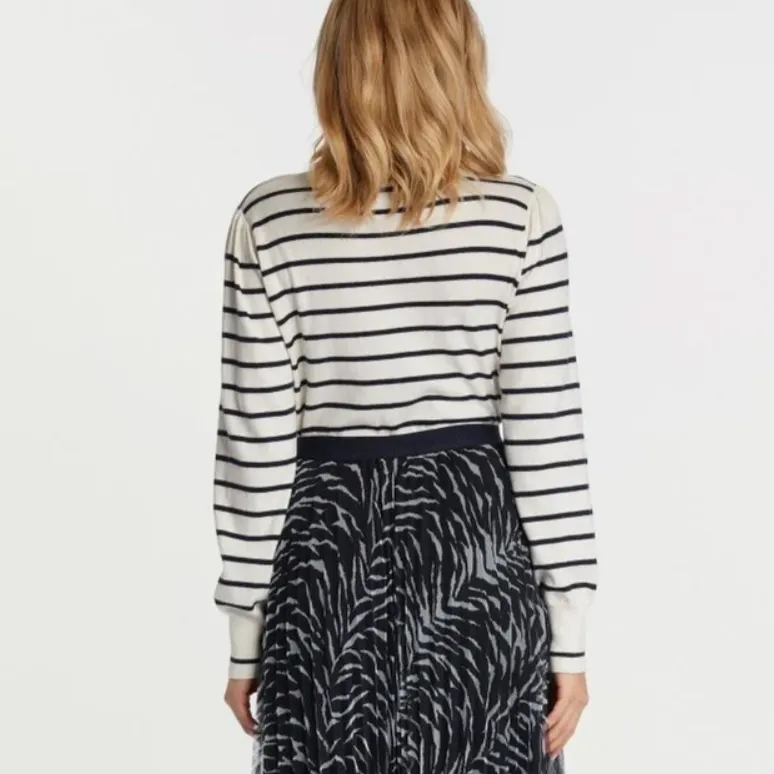 Rich & Royal Mock Neck Stripe Top