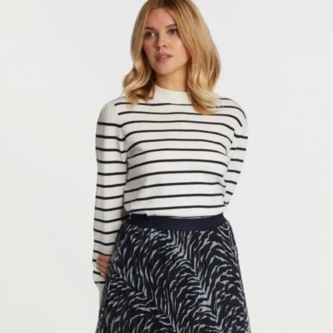 Rich & Royal Mock Neck Stripe Top