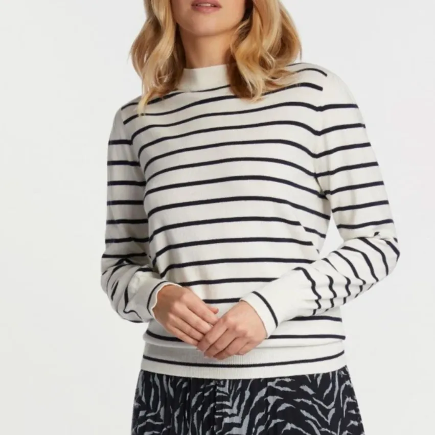 Rich & Royal Mock Neck Stripe Top