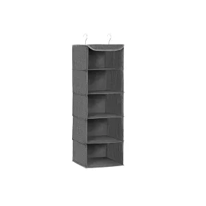 Rootz Hanging Shelf Organizer - Wardrobe Organizer - Closet Organizer - Vertical Space Saving - Bamboo Inserts - Non-Woven Fabric - Gray - 30cm x 30cm x 90cm