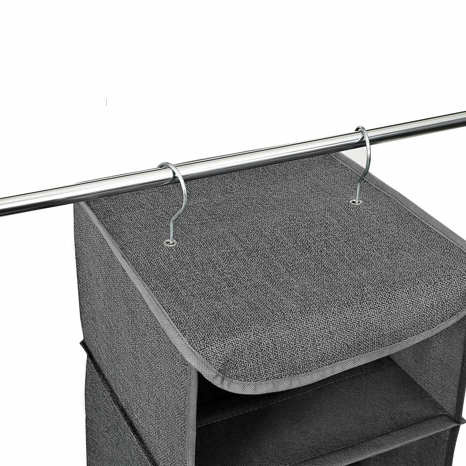 Rootz Hanging Shelf Organizer - Wardrobe Organizer - Closet Organizer - Vertical Space Saving - Bamboo Inserts - Non-Woven Fabric - Gray - 30cm x 30cm x 90cm