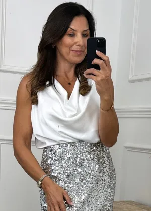 Rosaleen White Cowl Neck Cami