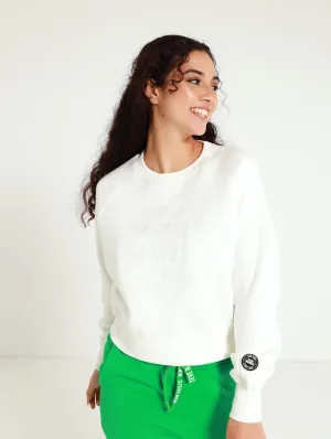 Rosie Oversized Crew Raglan Top - Off White