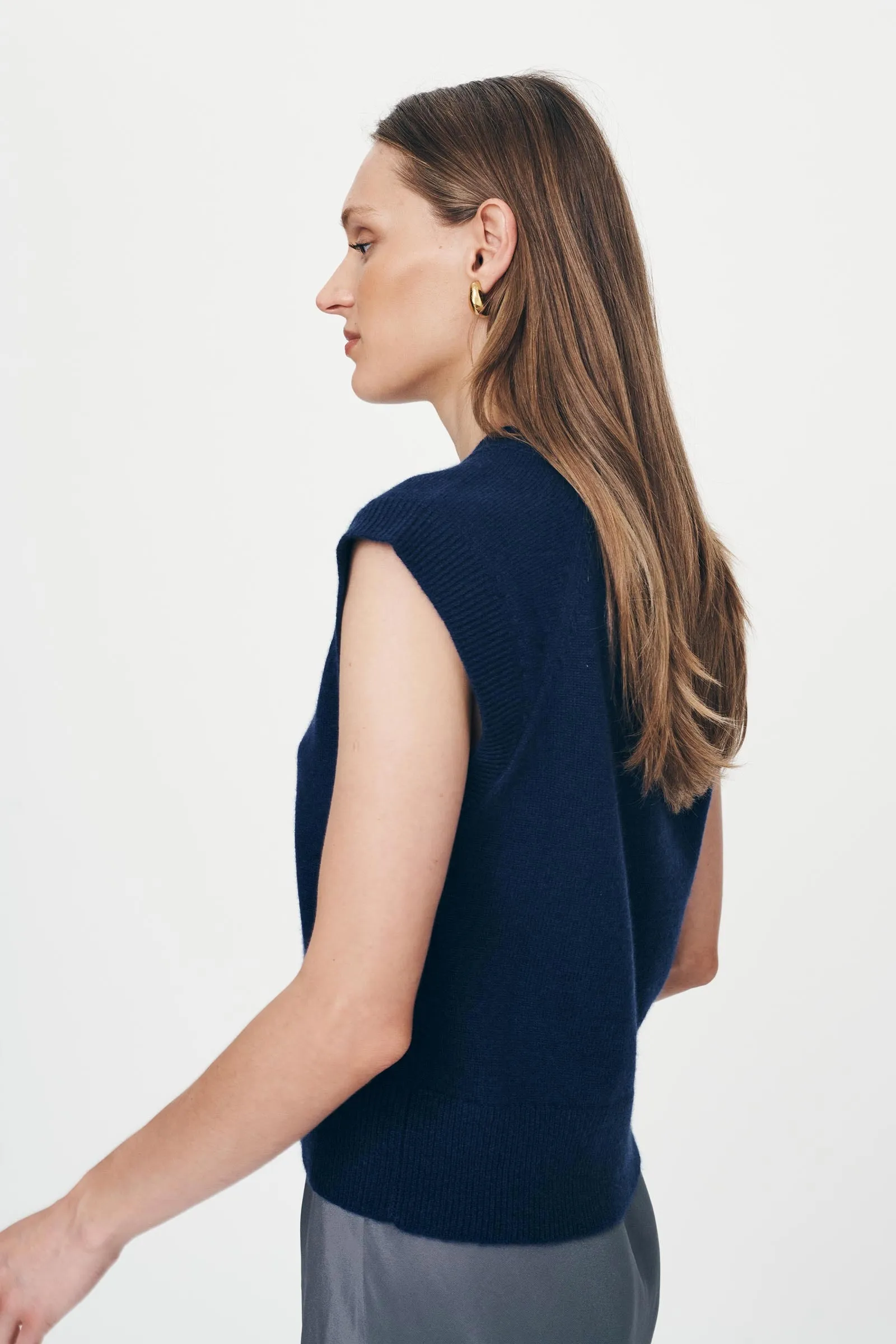 Rowie the Label Quinn Merino Knit Vest - Royal Blue