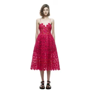 Runway Dress Women's Strap Lace Mid-calf Dress Size XS-XXL