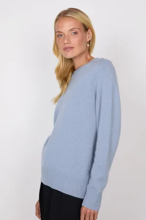 Saddle Cashmere Crew - Moonstone