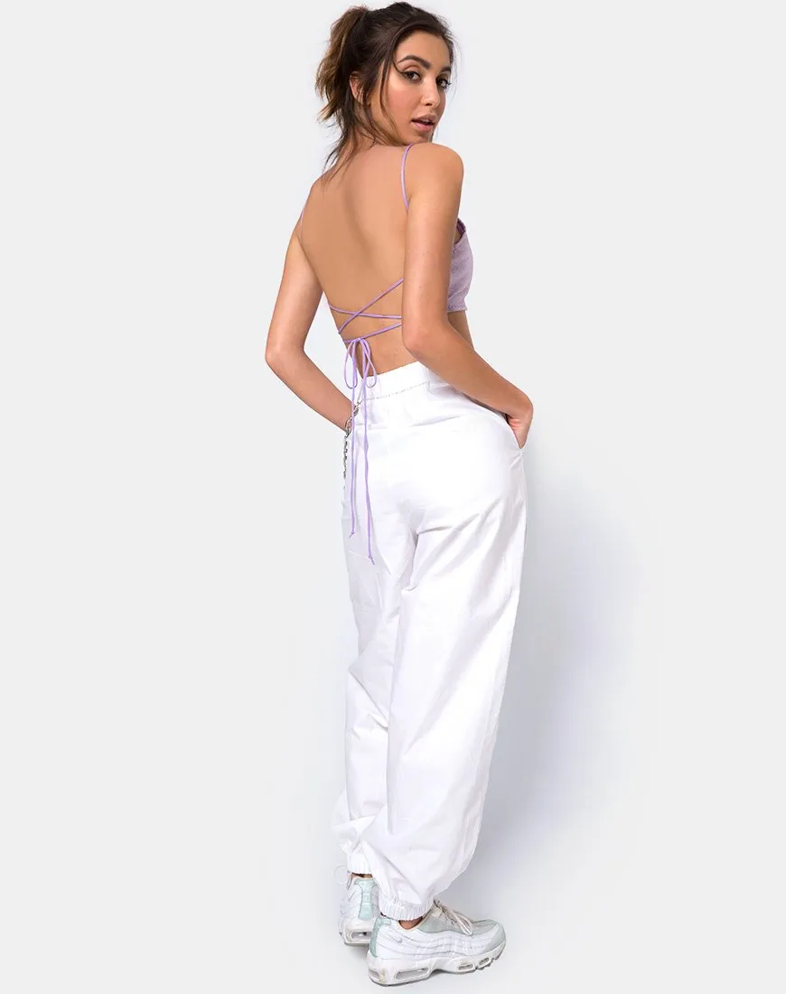 Sasha Crop Top in Matte Mini Sequin Lilac