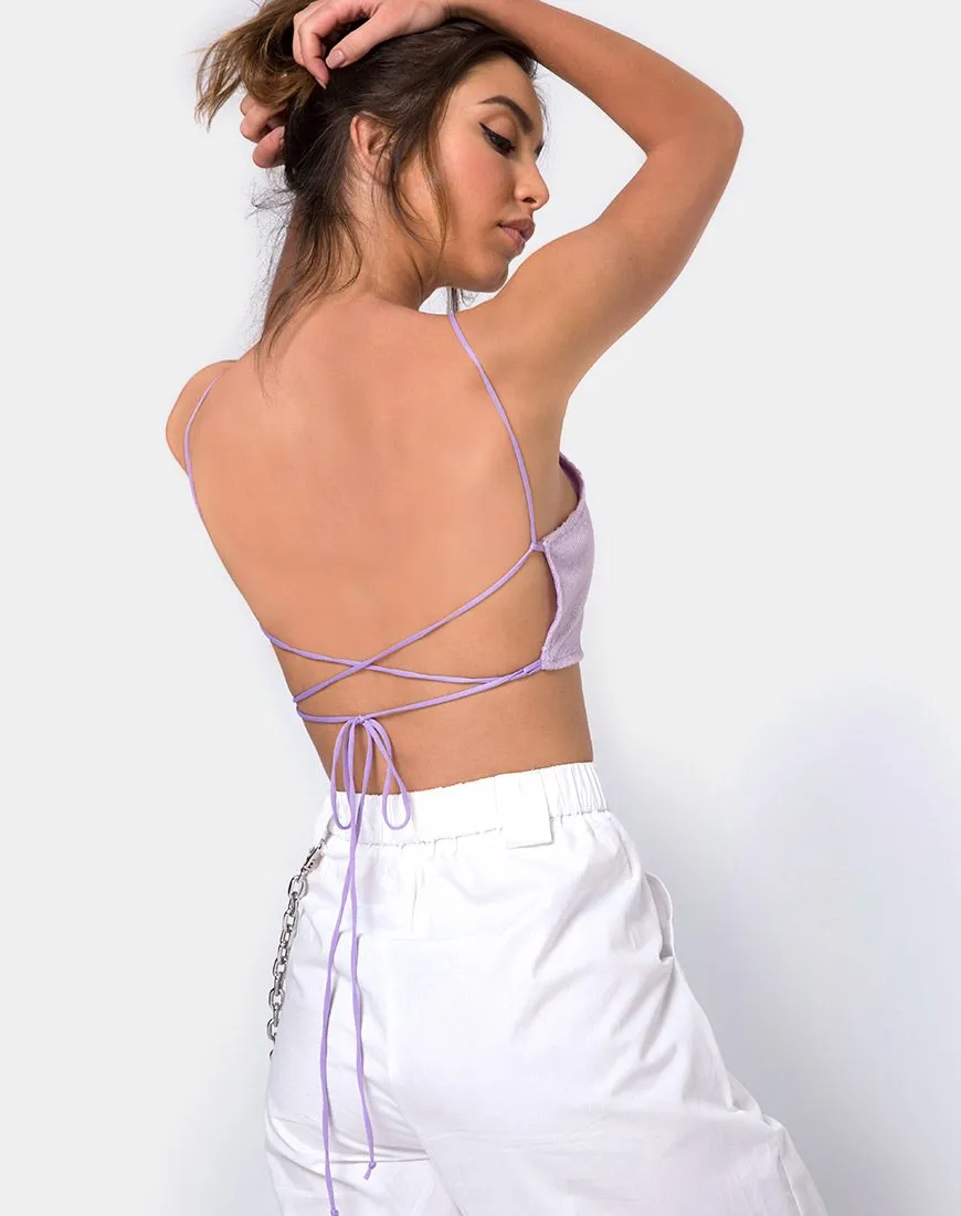 Sasha Crop Top in Matte Mini Sequin Lilac