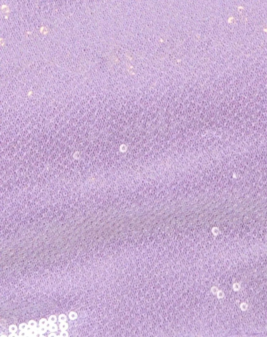 Sasha Crop Top in Matte Mini Sequin Lilac