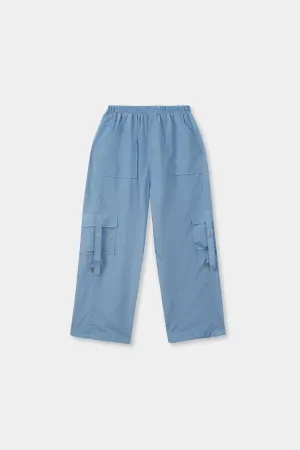 Satin Cargo Pants Blue