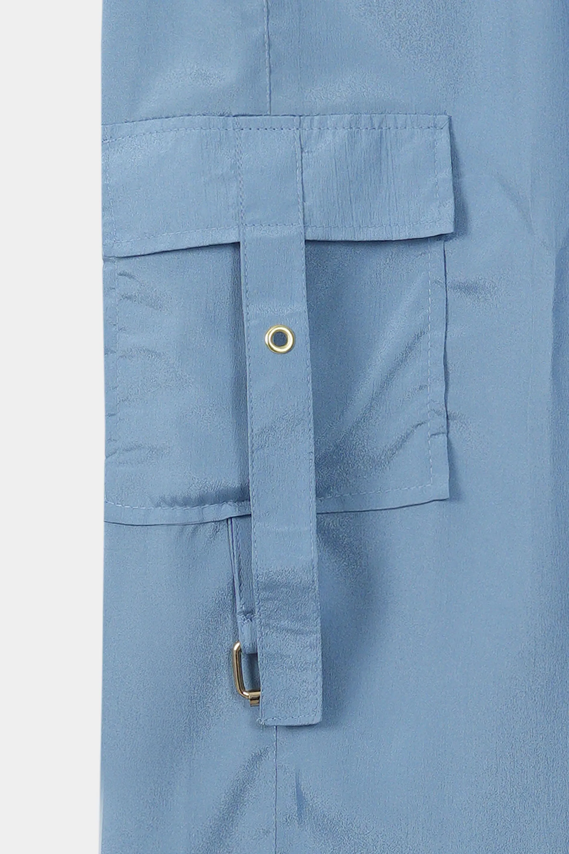 Satin Cargo Pants Blue