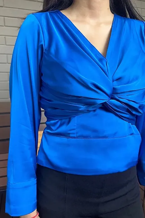 Satin Front Knot Top