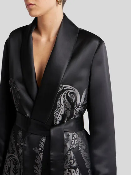 Satin Jacquard Duster Coat