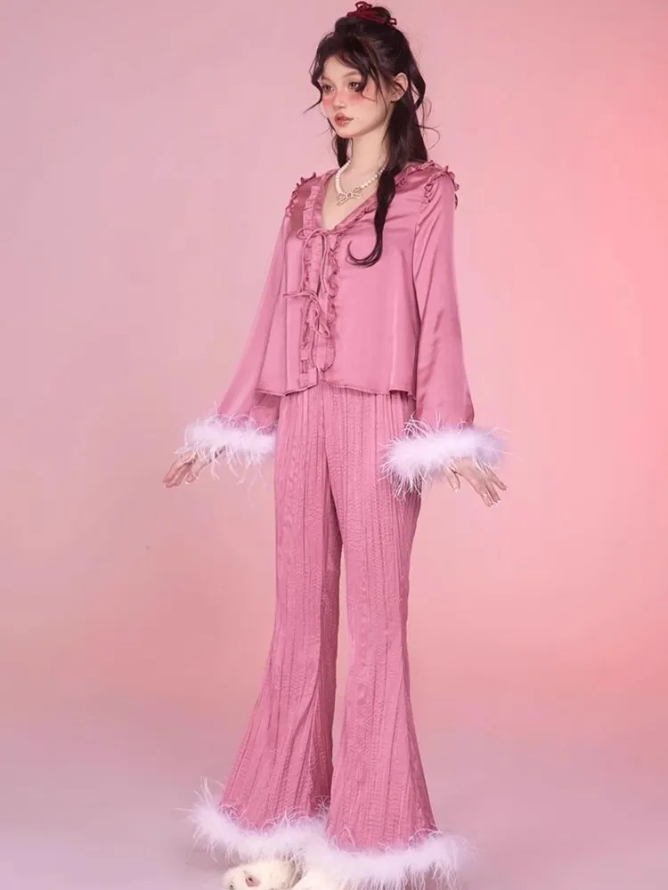 Satin Pajamas Homewear Set Pants【s0000006584】
