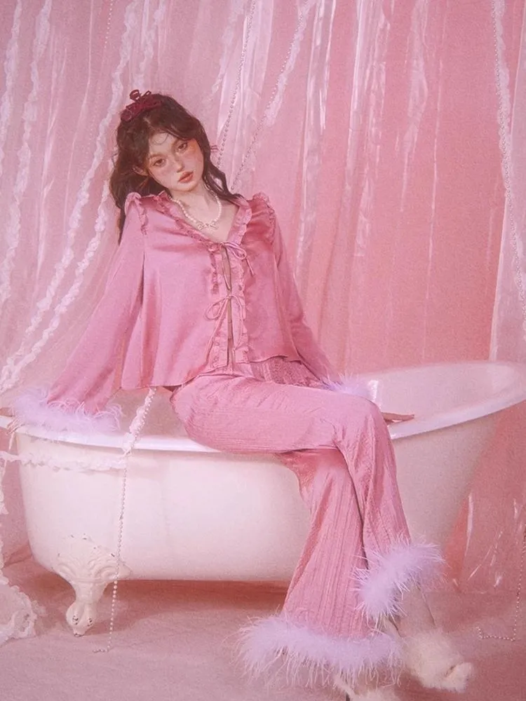 Satin Pajamas Homewear Set Pants【s0000006584】