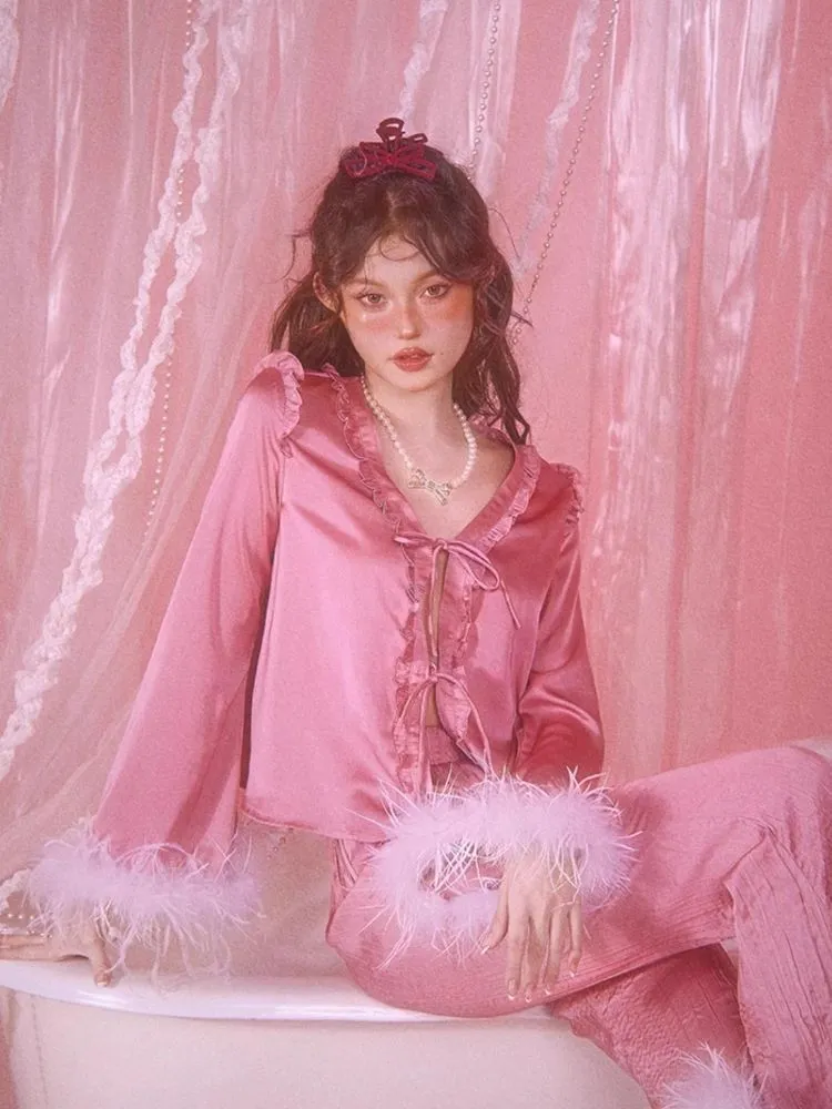 Satin Pajamas Homewear Set Pants【s0000006584】