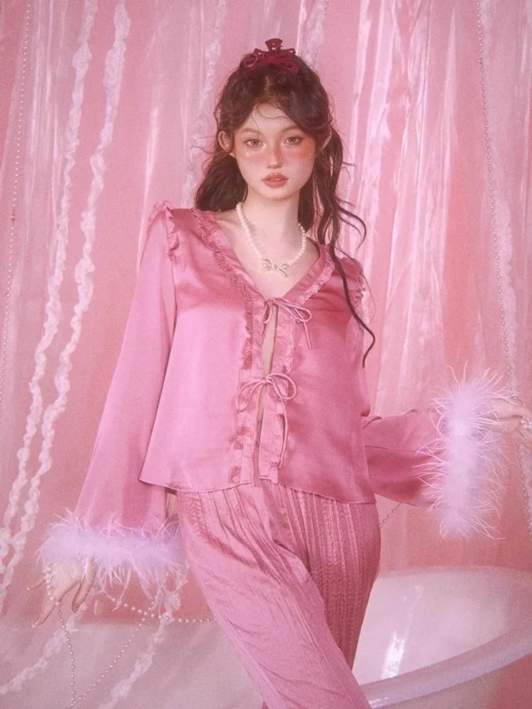 Satin Pajamas Homewear Set Pants【s0000006584】