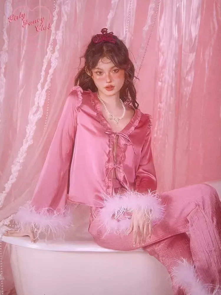 Satin Pajamas Homewear Set Pants【s0000006584】