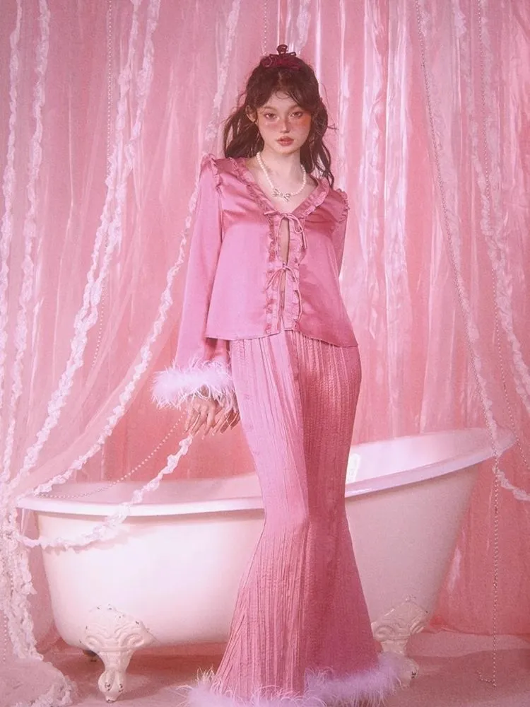 Satin Pajamas Homewear Set Pants【s0000006584】