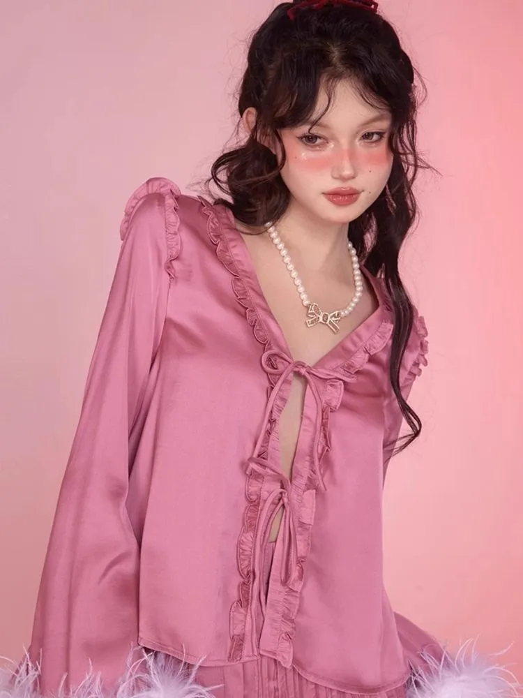 Satin Pajamas Homewear Set Pants【s0000006584】