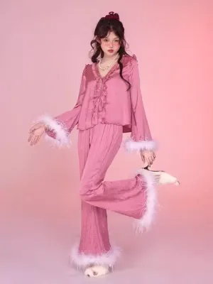 Satin Pajamas Homewear Set Pants【s0000006584】