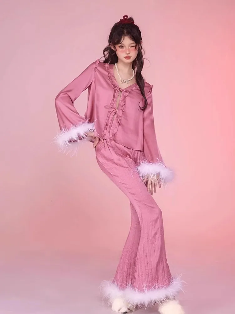 Satin Pajamas Homewear Set Pants【s0000006584】