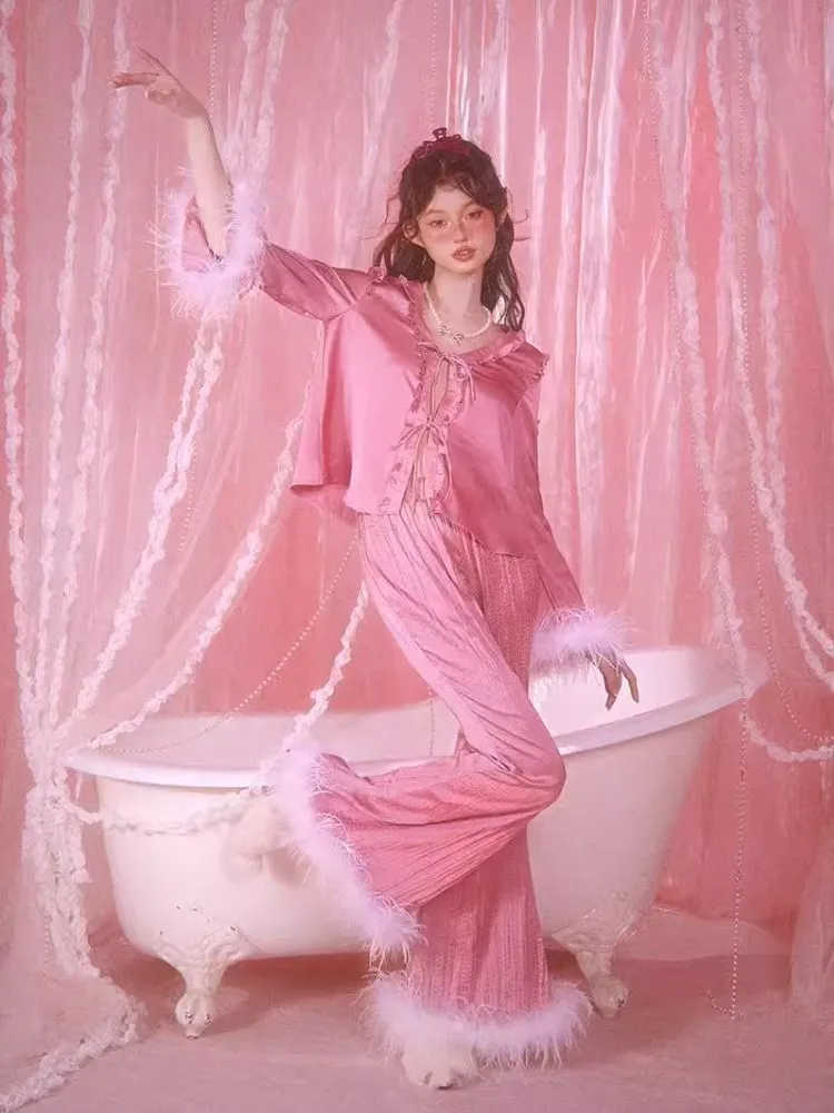 Satin Pajamas Homewear Set Pants【s0000006584】