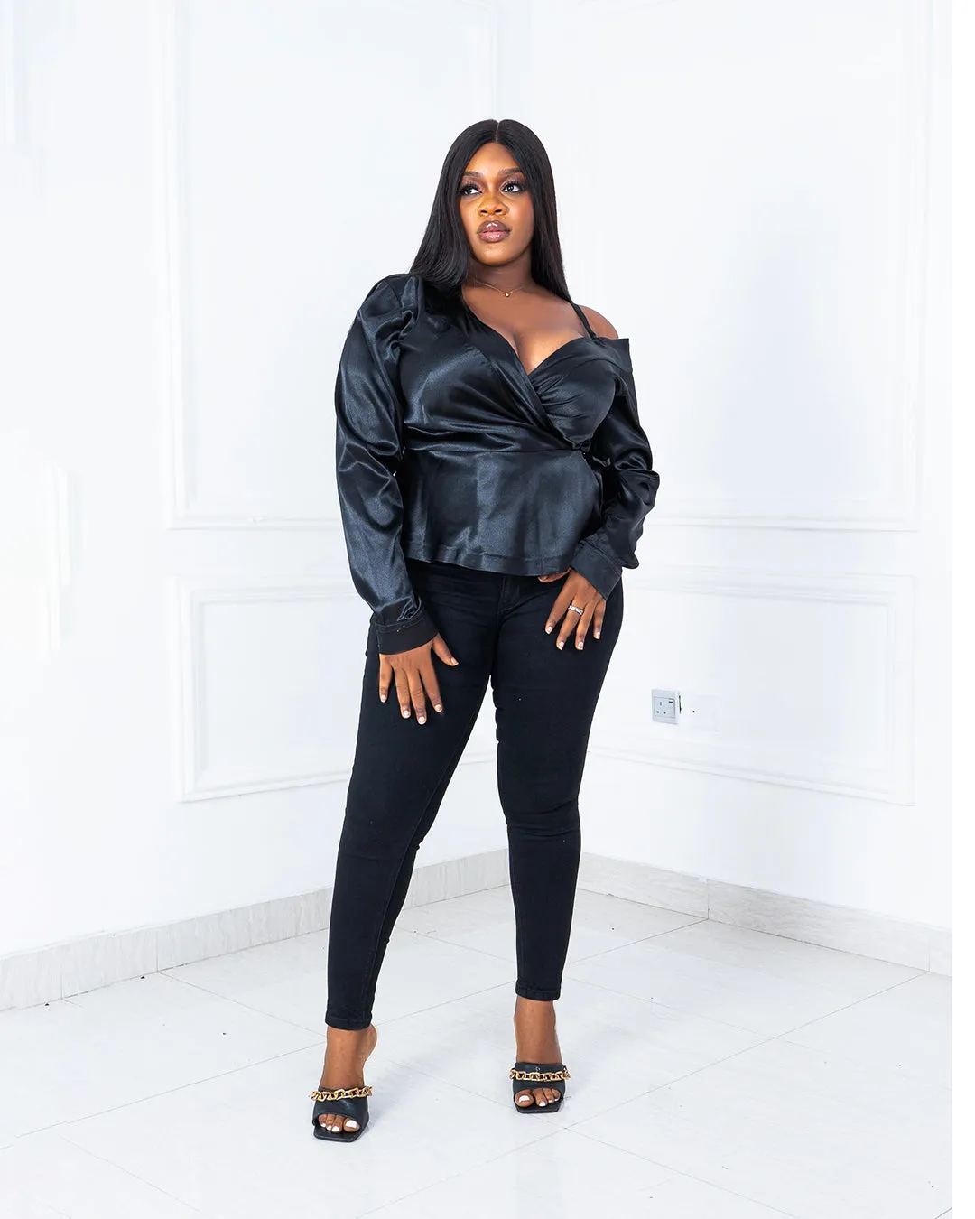 Satin Peplum Top