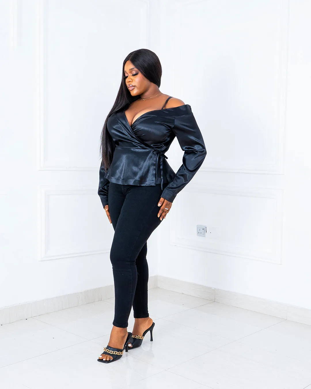 Satin Peplum Top