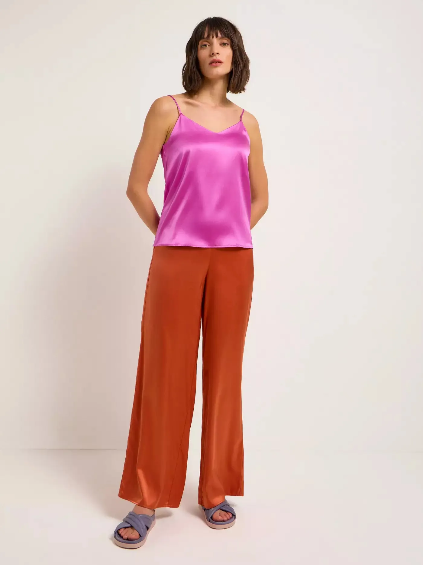 satin silk top in bloom