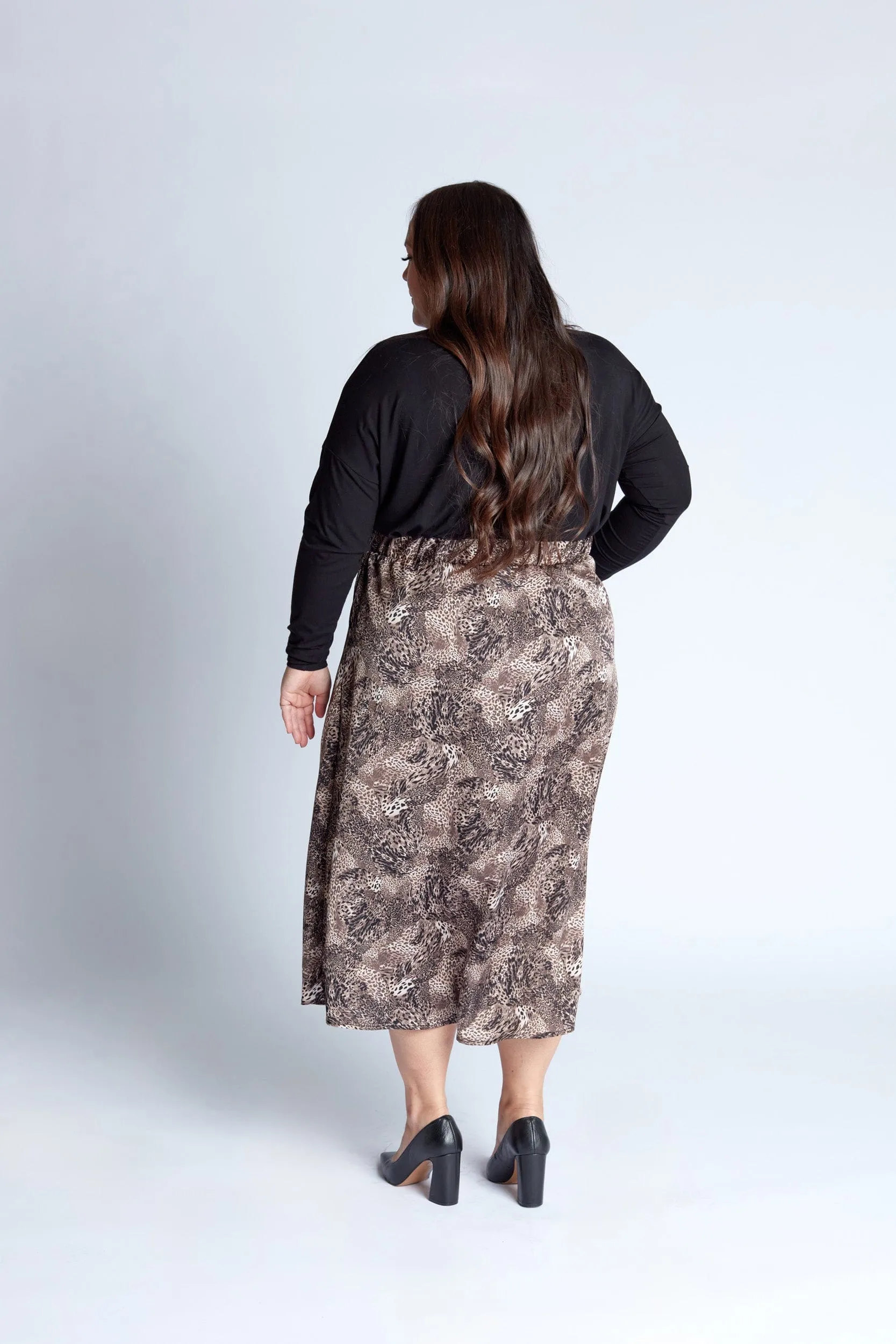 Satin Skirt in Birch Python Print