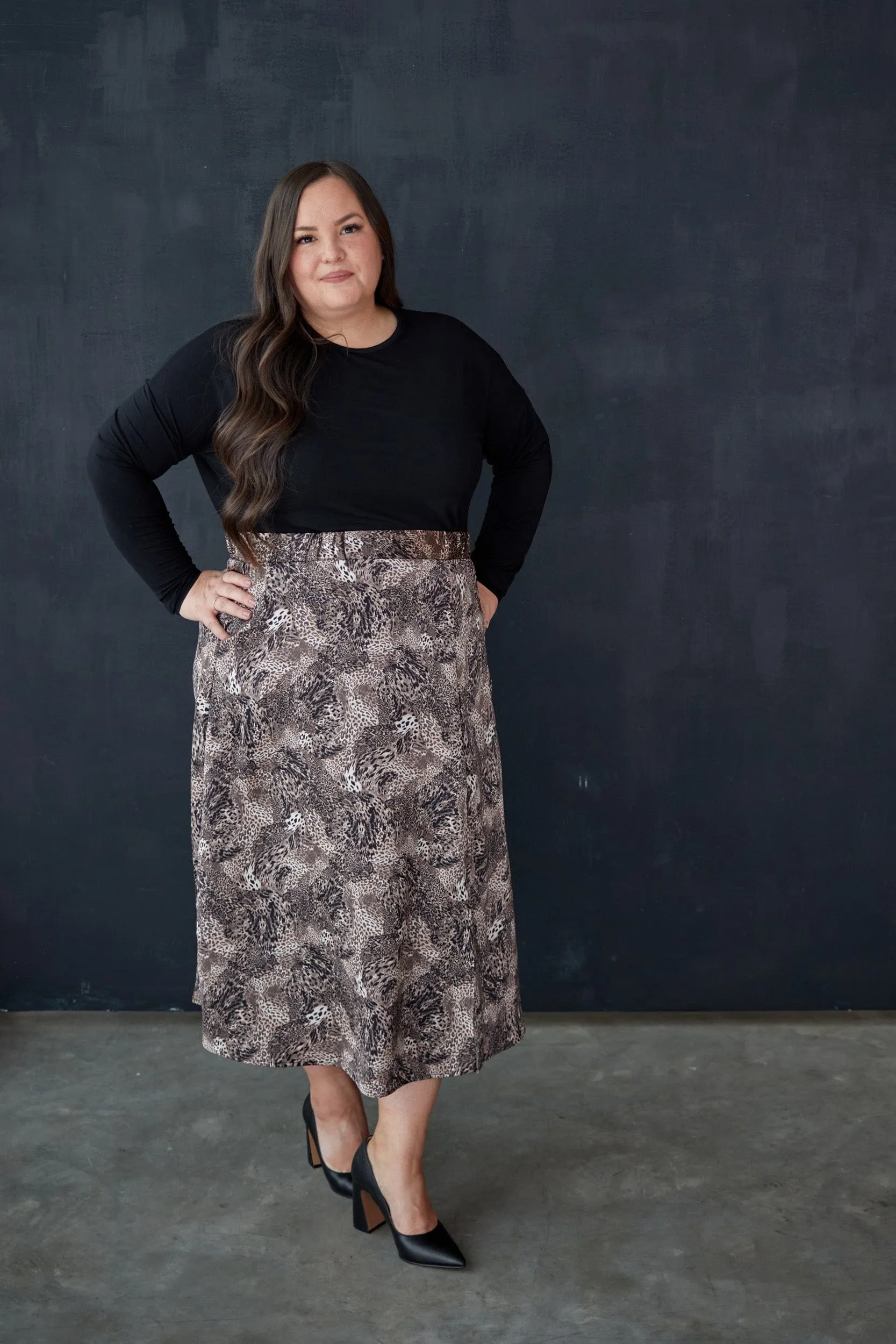 Satin Skirt in Birch Python Print