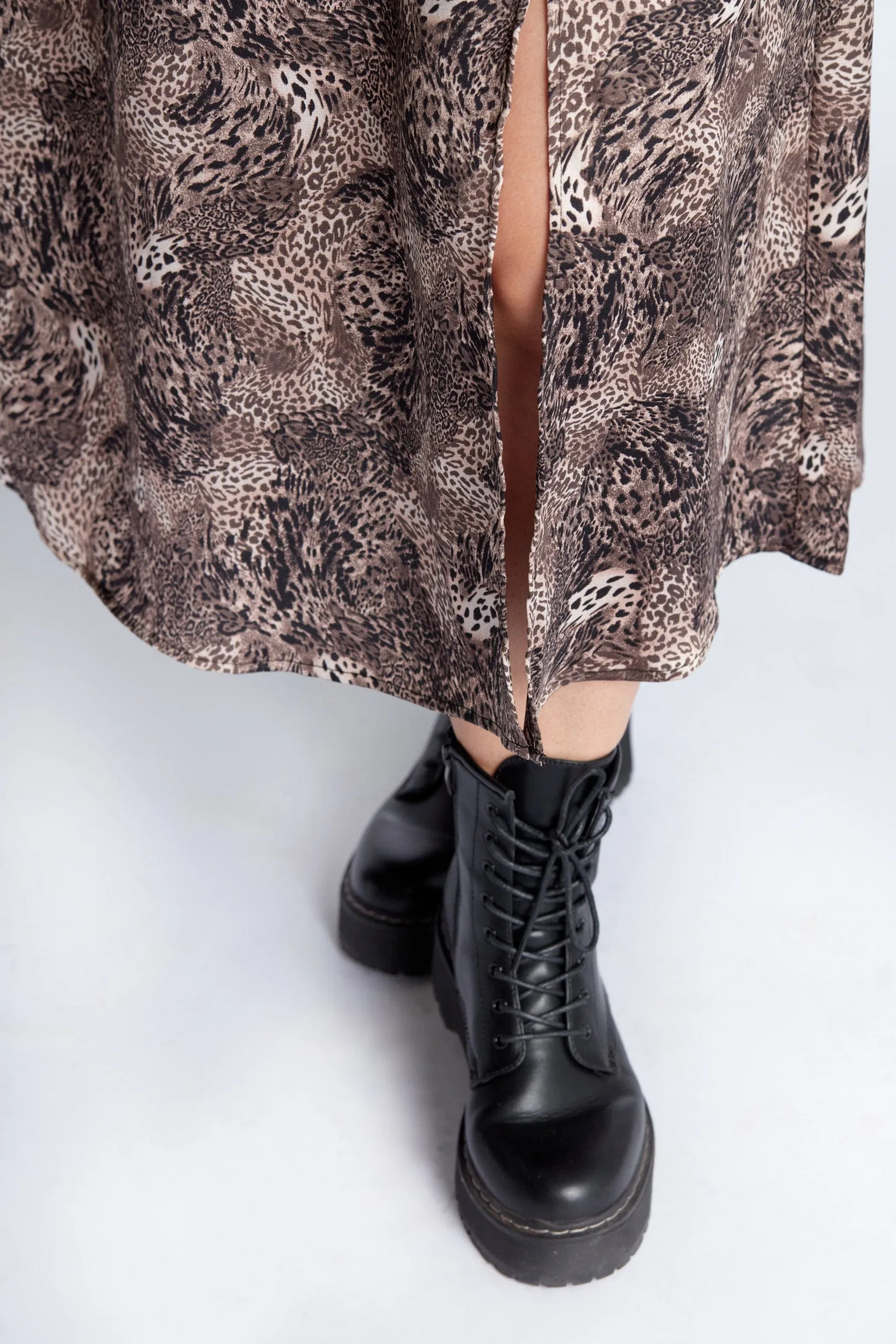 Satin Skirt in Birch Python Print