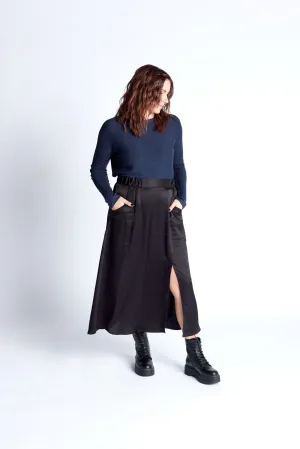 Satin Skirt in Black