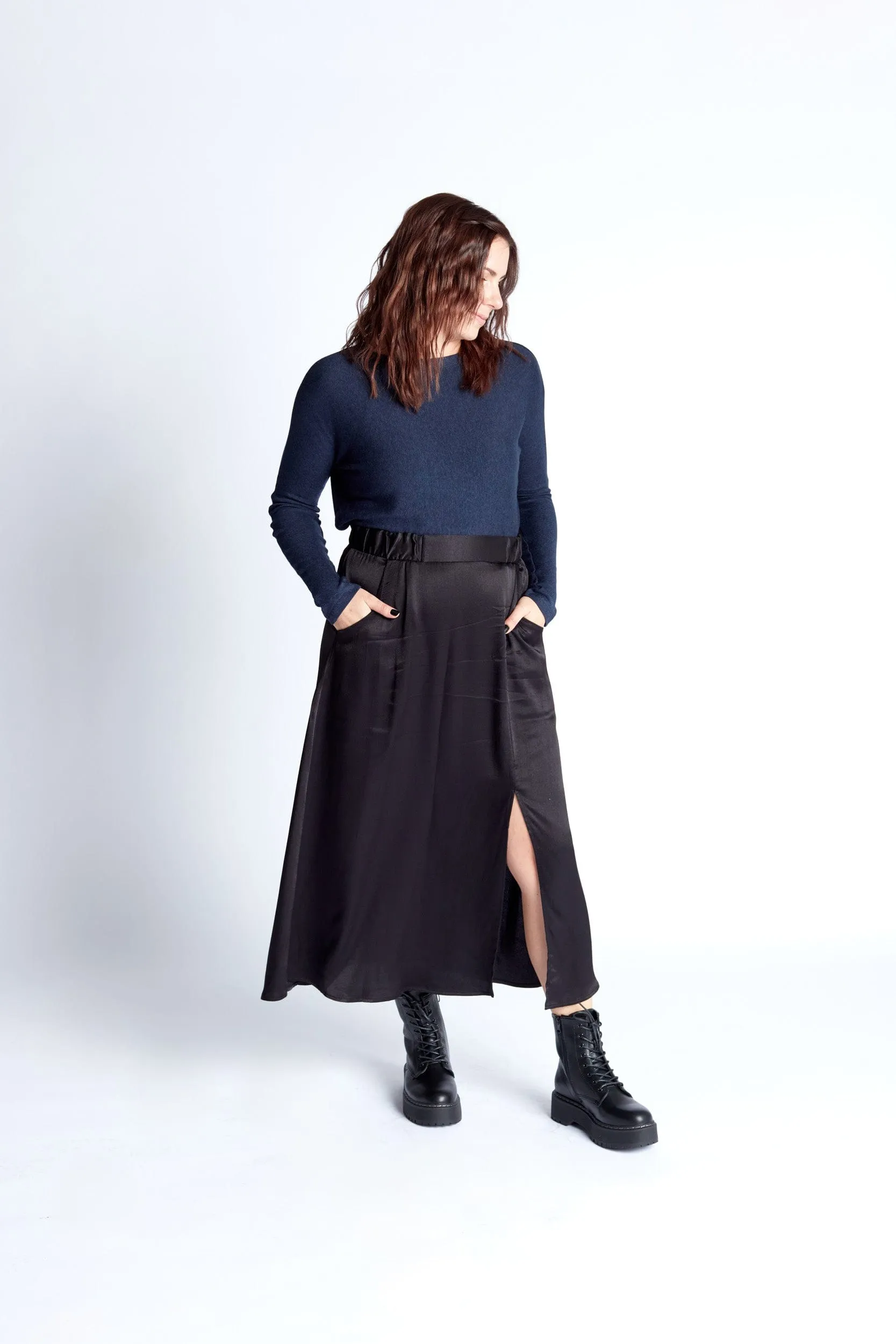 Satin Skirt in Black